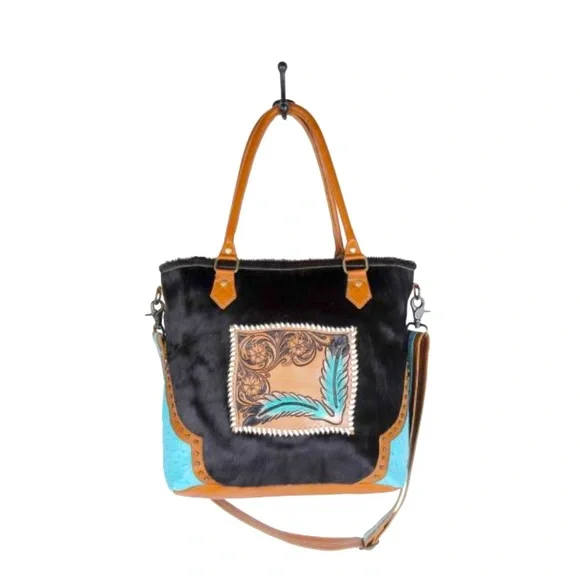 MYRA-HAND TOOLED LEATHER HAIR ON HANDBAG - Picture 7 of 9